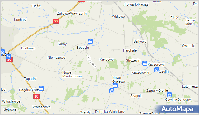 mapa Kiełbowo, Kiełbowo na mapie Targeo