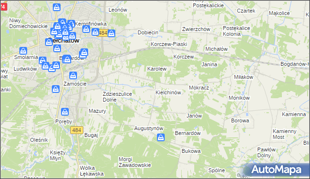 mapa Kielchinów, Kielchinów na mapie Targeo