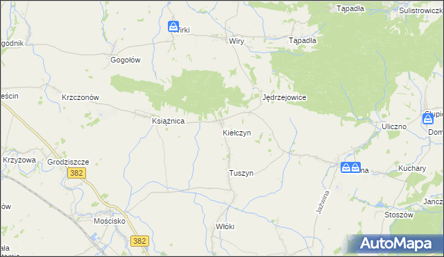 mapa Kiełczyn gmina Dzierżoniów, Kiełczyn gmina Dzierżoniów na mapie Targeo