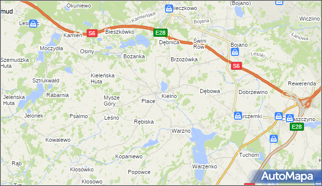 mapa Kielno gmina Szemud, Kielno gmina Szemud na mapie Targeo