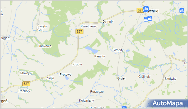 mapa Kiersity gmina Rychliki, Kiersity gmina Rychliki na mapie Targeo