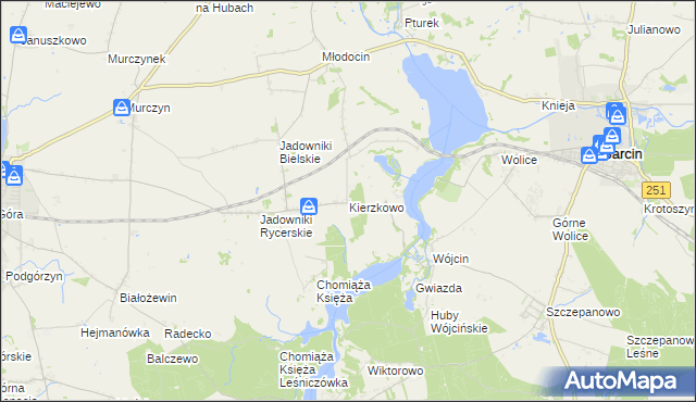 mapa Kierzkowo gmina Żnin, Kierzkowo gmina Żnin na mapie Targeo