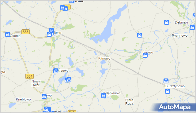 mapa Kitnowo gmina Gruta, Kitnowo gmina Gruta na mapie Targeo