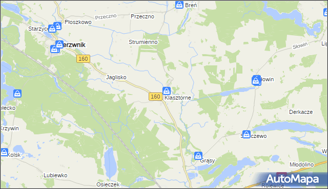 mapa Klasztorne gmina Bierzwnik, Klasztorne gmina Bierzwnik na mapie Targeo