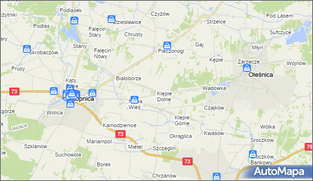 mapa Klępie Dolne, Klępie Dolne na mapie Targeo