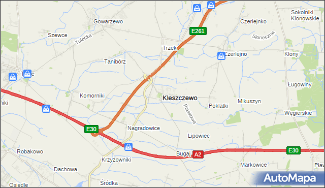 mapa Kleszczewo powiat poznański, Kleszczewo powiat poznański na mapie Targeo