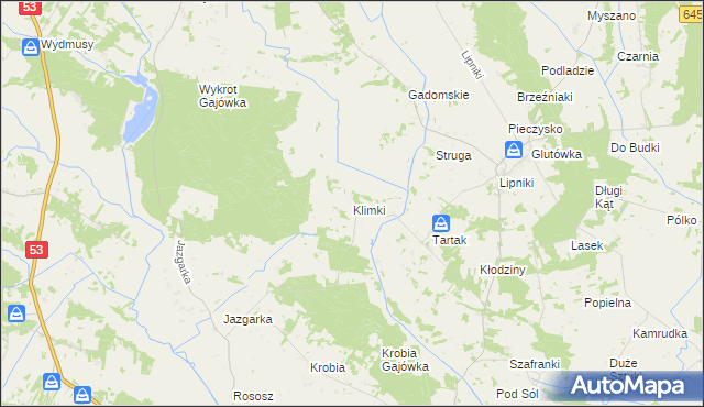 mapa Klimki gmina Kadzidło, Klimki gmina Kadzidło na mapie Targeo