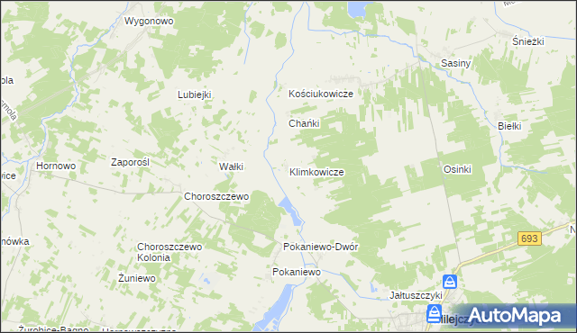 mapa Klimkowicze, Klimkowicze na mapie Targeo