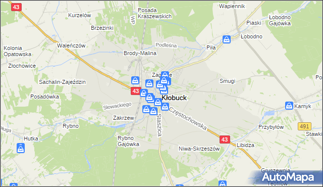 mapa Kłobuck, Kłobuck na mapie Targeo