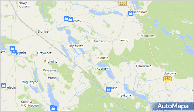 mapa Kłodzin gmina Bierzwnik, Kłodzin gmina Bierzwnik na mapie Targeo