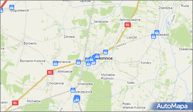 mapa Kłomnice, Kłomnice na mapie Targeo