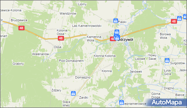 mapa Kłonna-Kolonia, Kłonna-Kolonia na mapie Targeo