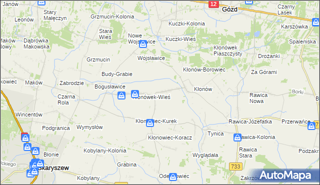 mapa Kłonówek-Kolonia, Kłonówek-Kolonia na mapie Targeo