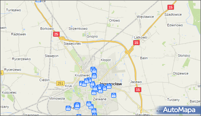 mapa Kłopot gmina Inowrocław, Kłopot gmina Inowrocław na mapie Targeo