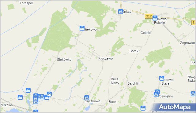 mapa Kluczewo gmina Przemęt, Kluczewo gmina Przemęt na mapie Targeo