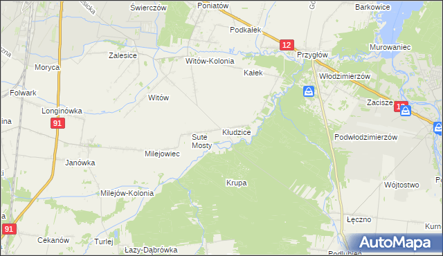 mapa Kłudzice, Kłudzice na mapie Targeo