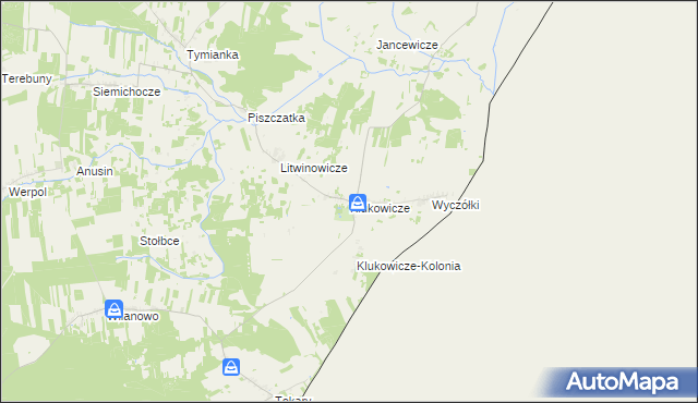 mapa Klukowicze, Klukowicze na mapie Targeo