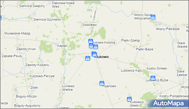 mapa Klukowo powiat wysokomazowiecki, Klukowo powiat wysokomazowiecki na mapie Targeo