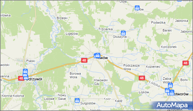 mapa Klwów, Klwów na mapie Targeo