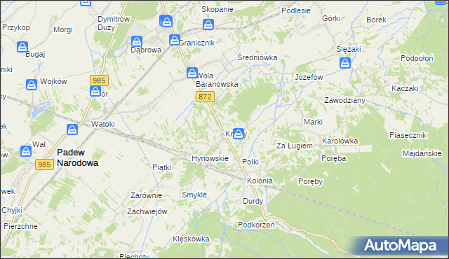 mapa Knapy gmina Baranów Sandomierski, Knapy gmina Baranów Sandomierski na mapie Targeo