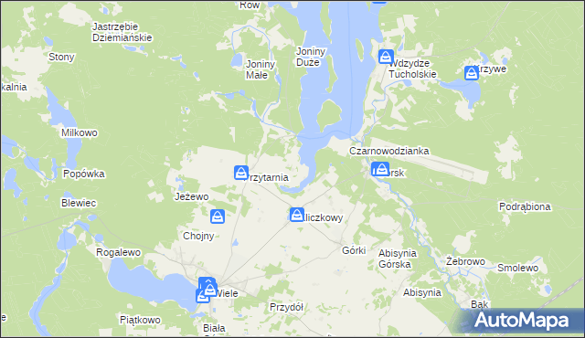 mapa Knieja gmina Karsin, Knieja gmina Karsin na mapie Targeo