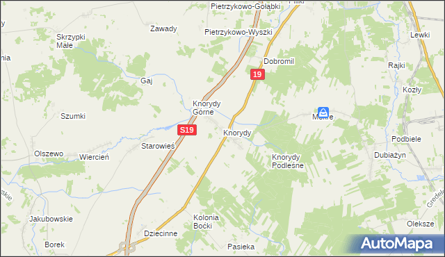 mapa Knorydy, Knorydy na mapie Targeo