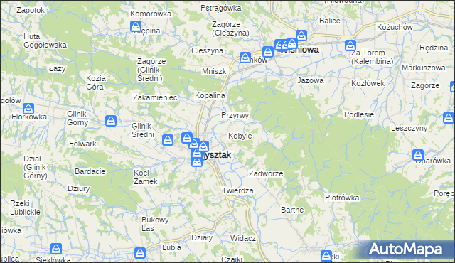mapa Kobyle gmina Frysztak, Kobyle gmina Frysztak na mapie Targeo