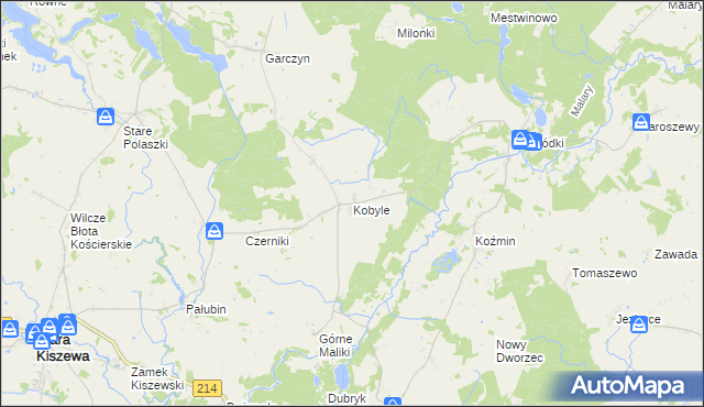 mapa Kobyle gmina Stara Kiszewa, Kobyle gmina Stara Kiszewa na mapie Targeo