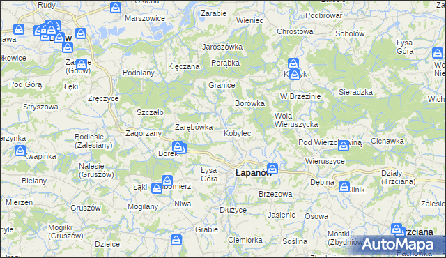 mapa Kobylec gmina Łapanów, Kobylec gmina Łapanów na mapie Targeo