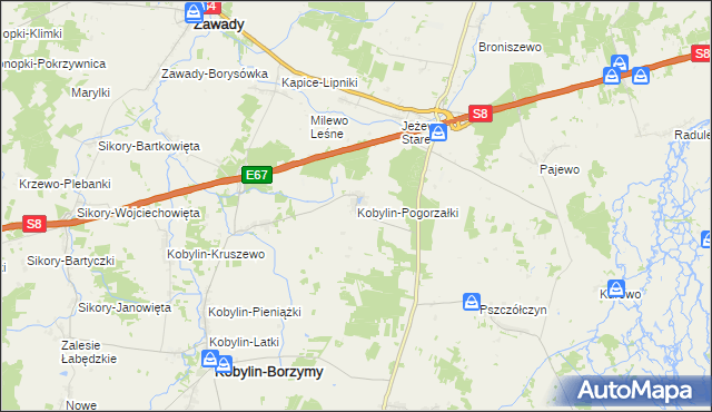 mapa Kobylin-Pogorzałki, Kobylin-Pogorzałki na mapie Targeo