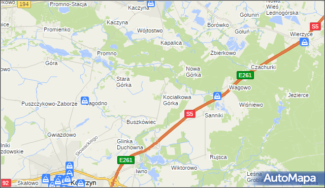 mapa Kociałkowa Górka, Kociałkowa Górka na mapie Targeo