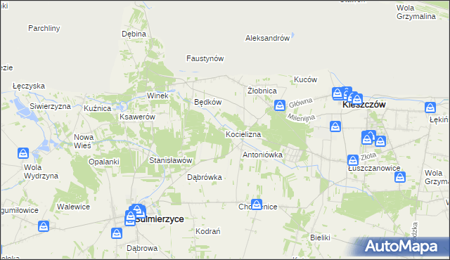 mapa Kocielizna, Kocielizna na mapie Targeo