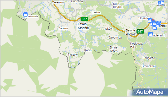 mapa Kocioł gmina Lewin Kłodzki, Kocioł gmina Lewin Kłodzki na mapie Targeo