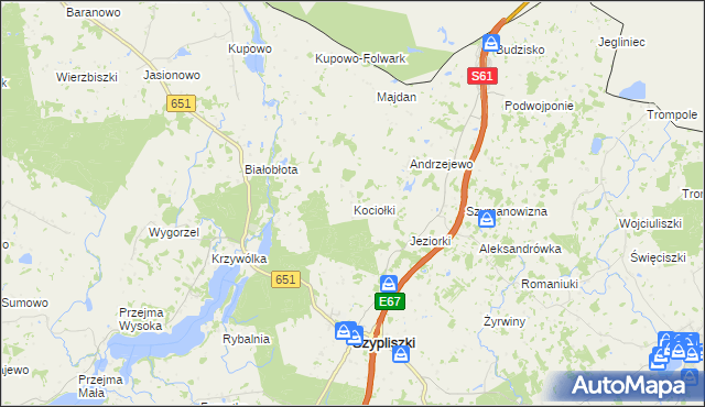 mapa Kociołki gmina Szypliszki, Kociołki gmina Szypliszki na mapie Targeo