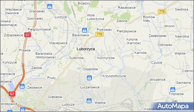 mapa Kocmyrzów, Kocmyrzów na mapie Targeo