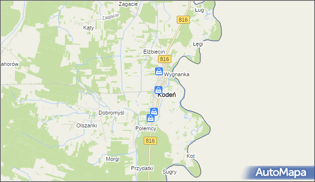 mapa Kodeń, Kodeń na mapie Targeo