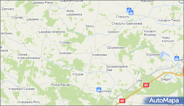 mapa Kodłutowo, Kodłutowo na mapie Targeo