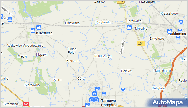 mapa Kokoszczyn gmina Tarnowo Podgórne, Kokoszczyn gmina Tarnowo Podgórne na mapie Targeo