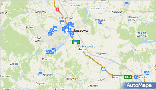 mapa Kolbuszowa Górna, Kolbuszowa Górna na mapie Targeo