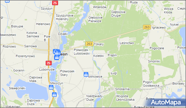 mapa Kolebki, Kolebki na mapie Targeo