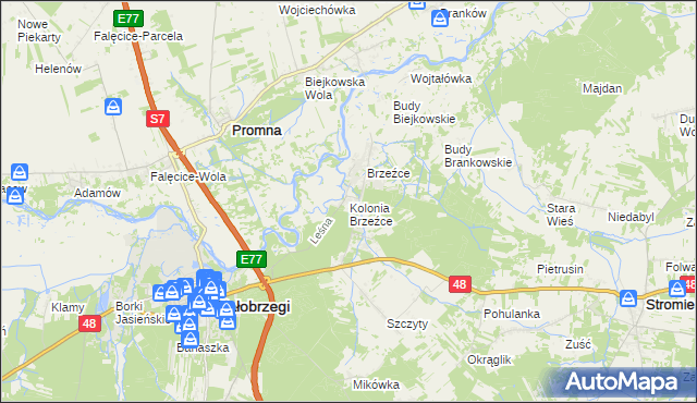 mapa Kolonia Brzeźce, Kolonia Brzeźce na mapie Targeo