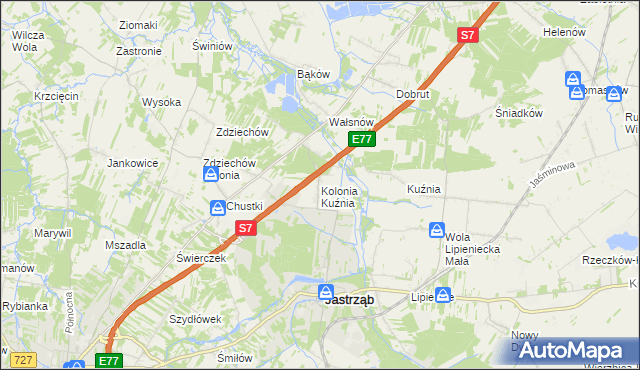 mapa Kolonia Kuźnia, Kolonia Kuźnia na mapie Targeo