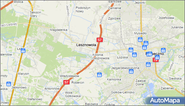 mapa Kolonia Lesznowola, Kolonia Lesznowola na mapie Targeo