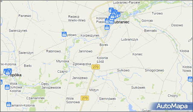 mapa Kolonia Łódź, Kolonia Łódź na mapie Targeo