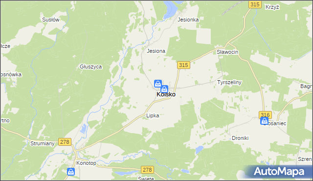 mapa Kolsko, Kolsko na mapie Targeo