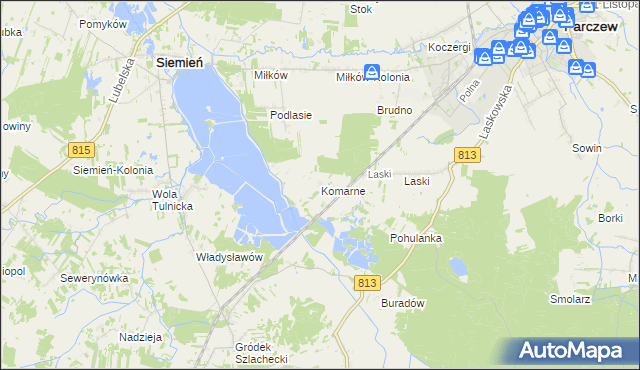 mapa Komarne, Komarne na mapie Targeo