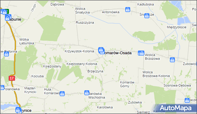 mapa Komarów Dolny, Komarów Dolny na mapie Targeo