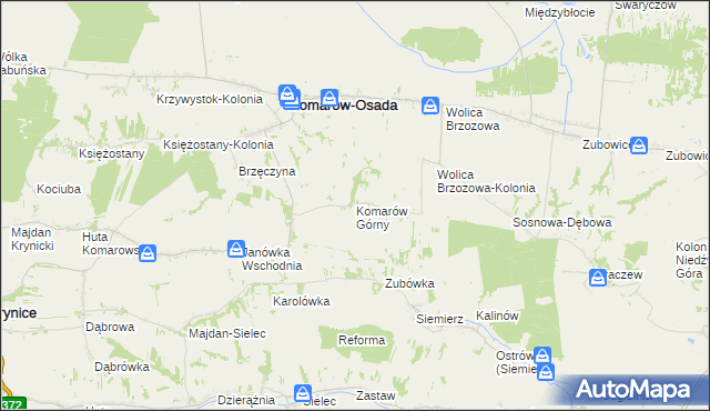 mapa Komarów Górny, Komarów Górny na mapie Targeo