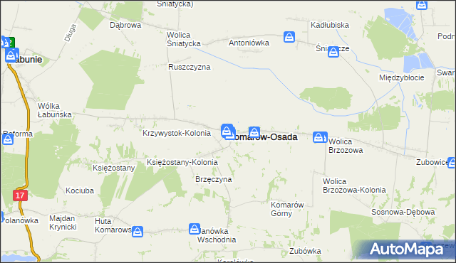 mapa Komarów-Osada, Komarów-Osada na mapie Targeo