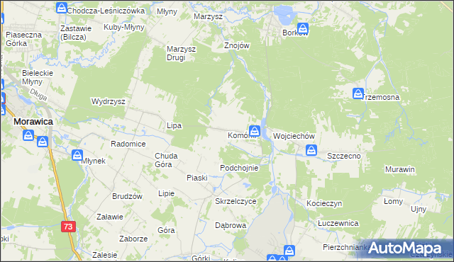 mapa Komórki, Komórki na mapie Targeo